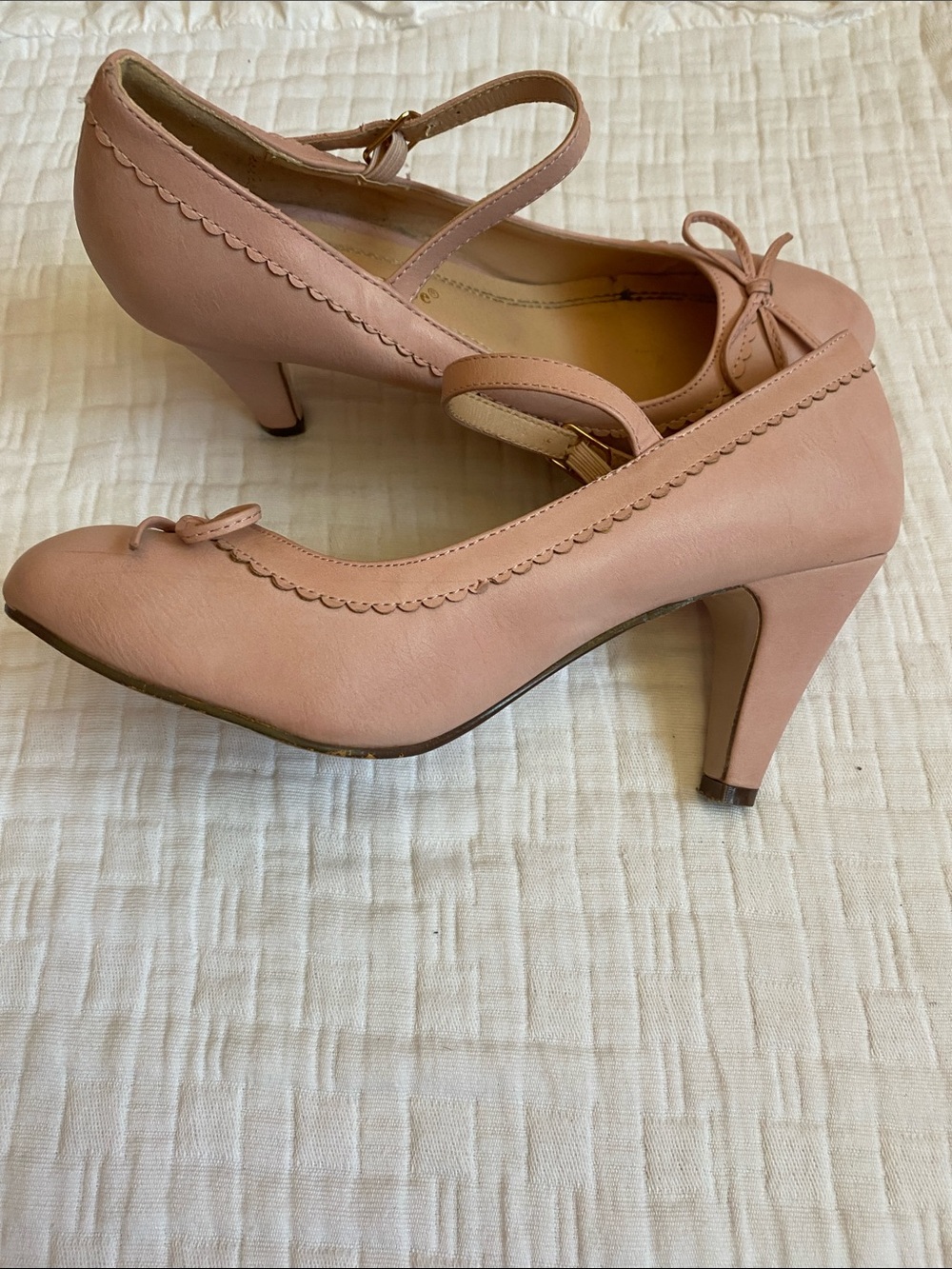 CHASE + CHLOE Blush Pink Mary Jane Heels with Bow Accent - Picture 8 of 8